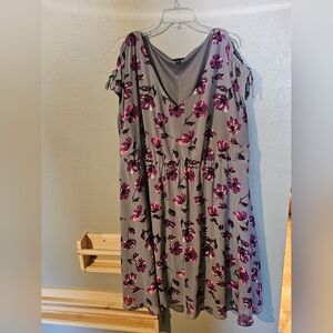 Torrid Floral Gray and Pink Dress